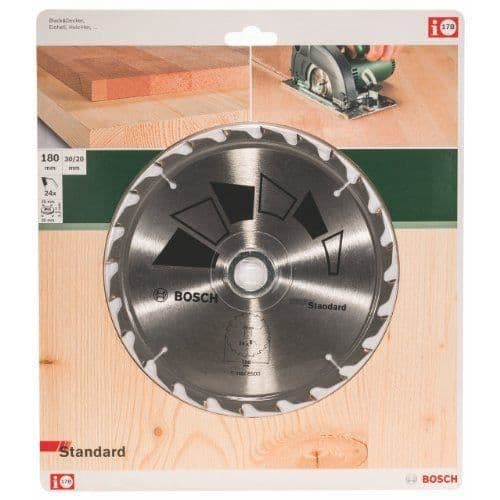 Bosch 2609256814 Standardcirkelsågblad 24 tänder hårdmetallsnabbdiameter 180 mm hål/hål med reducerande...