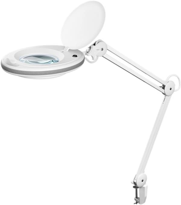 Goobay LED-luplampe med klemme, 8 W, hvid 650 lm, 127 mm glaslinse, 1,75x forstørrelse, 3 dioptrier
