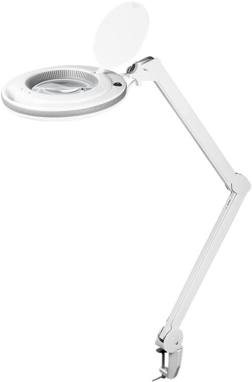 Goobay LED-forstørrelseslampe med klips, 9 W, hvit 80-730 lm, dimbar, 127 mm krystallglasslinse, 1,75x forstørrelse, 3 dioptrier