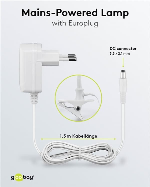 Goobay LED-luplampe med klemme, 6 W, hvid 480 lm, 100 mm glaslinse, 1,75x forstørrelse, 3 dioptrier