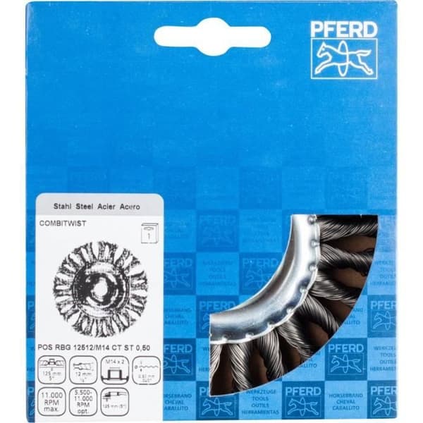 PFERD COMBITWIST rundborste med runt huvud diam. RBG 125 x 12 mm Ø ståltråd M14 0,50 för vinkelslip 43303051 1