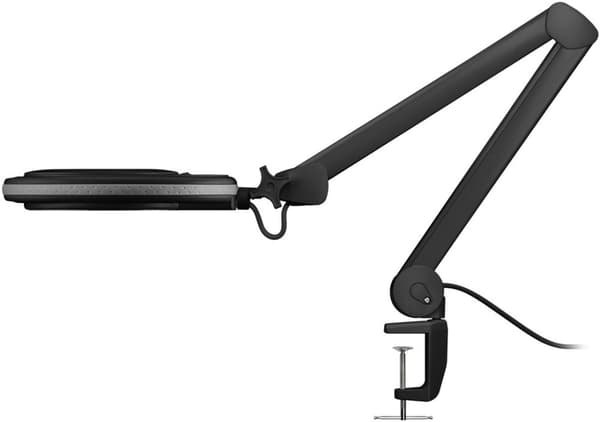 Goobay LED-förstoringslampa med klämma, 8 W, svart 650 lm, 127 mm kristallglaslins, 1,75x förstoring, 3 dioptrier