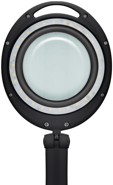Goobay LED-förstoringslampa med stativ, 6 W, svart 80-450 lm, dimbar, 100 mm glaslins, 1,75x förstoring, 3 dioptrier