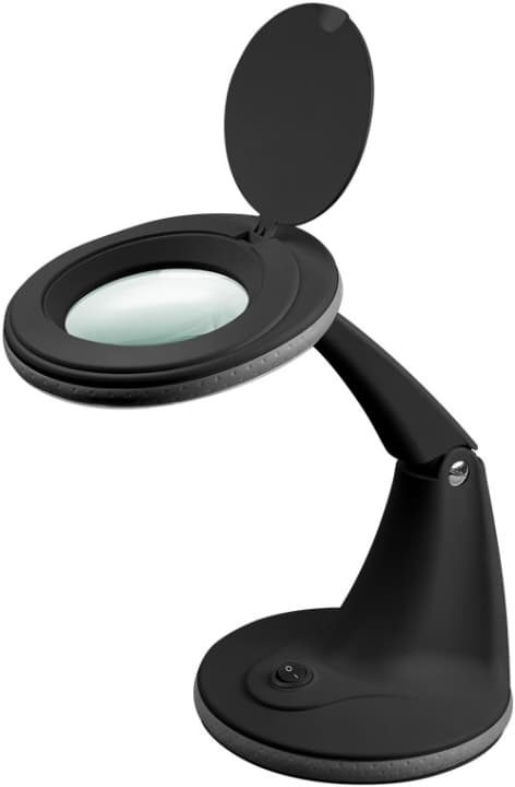 Goobay LED-forstørrelseslampe med stativ, 6 W, svart 450 lm, 100 mm glasslinse, 1,75x forstørrelse, 3 dioptrier Sort