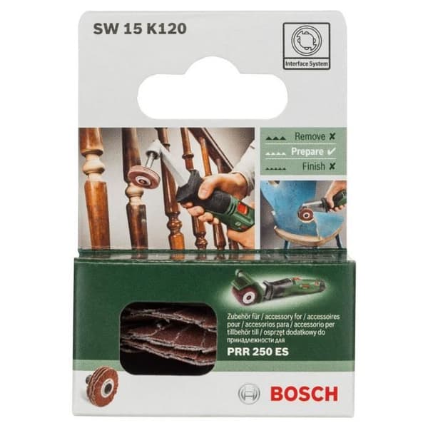 BOSCH - PRR flexibel rulle 15mm G120 - Slipning - Trä, metall och syntetiskt material - Korn 120