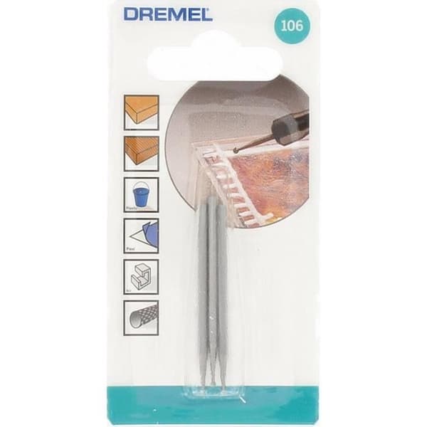 DREMEL 106 gravyrskärare - set om 3 (rund spets, Ø 1,6 mm) för skulptering och gravering i trä