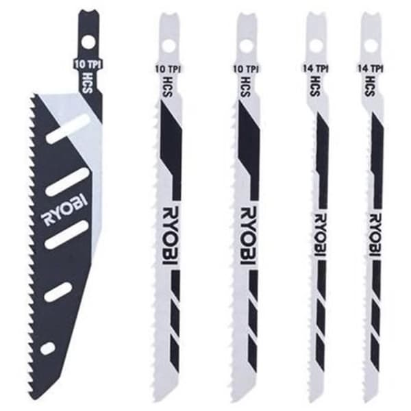RYOBI - 5-bladigt sticksågskort "FLUSHCUT" trä 10 TPI, fretwork 14 TPI, omvänt 10 TPI - RAK05JSBFC
