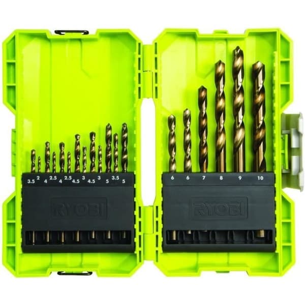 RYOBI - Stapelbar låda med 19 HSS metallborrar 2 till 10 mm - RAK19HSS2