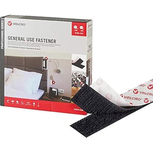 Universalfäste - VELCRO - Svart - 25 m - Bredd 20 mm - Sticky