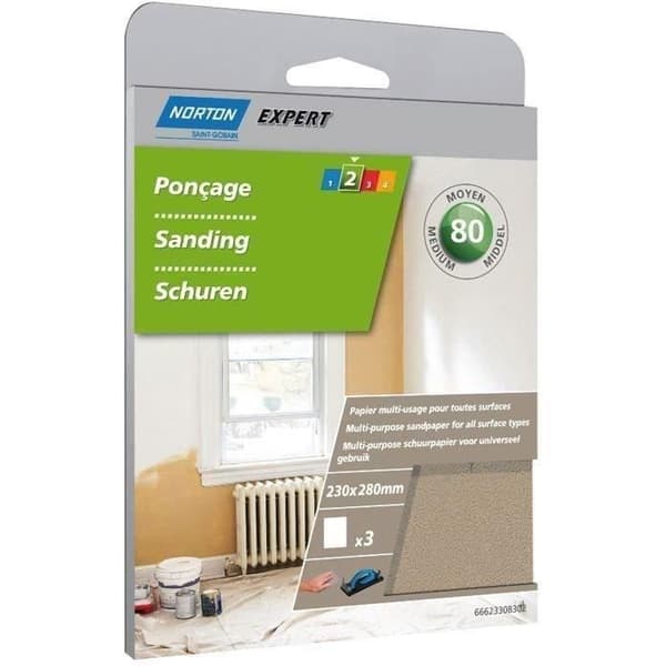 80 grit multipurpose sandpappersset om 3