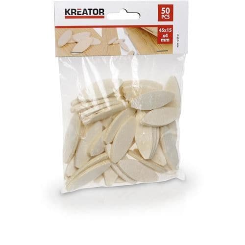 50 platta trästopp 15/45/4 mm KREATOR - Tillbehör för träanslutningar