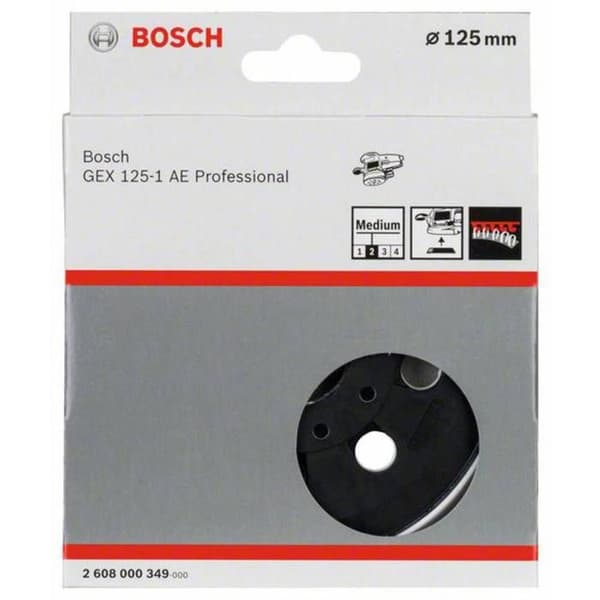 Slipplatta - Bosch - GEX 125-1 AE - Medelhård - Diameter 125 mm - Svart