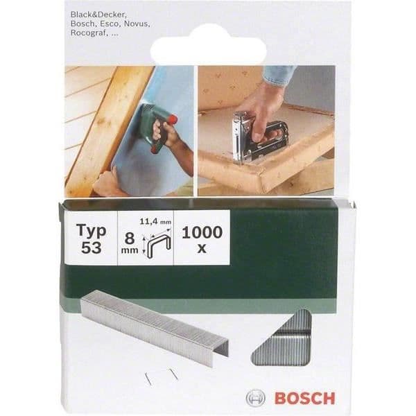 Häftklamrar - BOSCH - Typ 53 - 1000 stycken - 11,4 mm bredd - 8 mm längd