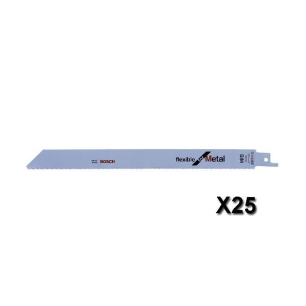Set med 25 BOSCH Flexible för metallsabelsågblad 225x19x0,9 mm