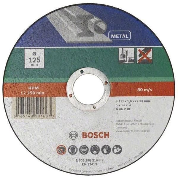 Kapskiva - BOSCH - 125 mm - Stål - Tjocklek 1,6 mm - Platt nav