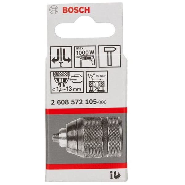 BOSCH automatisk chuck - klämkapacitet 1,5 till 13 mm - verktygshållare/1/2 20 gänga - Svart