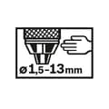Miniatyrbild 4 av 4: BOSCH automatisk chuck - klämkapacitet 1,5 till 13 mm - verktygshållare/1/2 20 gänga - Svart