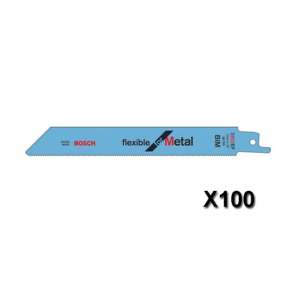 Set med 100 BOSCH Flexible för metallsabelsågblad 150x19x0,9 mm
