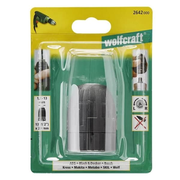 Självspännande chuck - wolfcraft - Max öppning 13 mm - 2642000