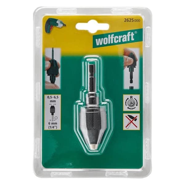 Nyckellös metallchuck - WOLFCRAFT - Ø 6,5 mm - Stål - Svart