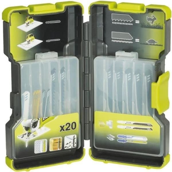 RYOBI - Låda med 20 sticksågsblad blandade med trä och metall 75 och 100 mm TPI 6 / 8 / 10 / 12 / 14 / 20 / 24 - RAK20JB