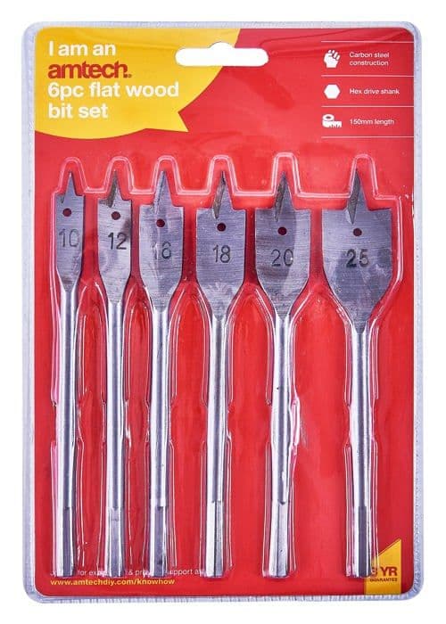 Amtech - F1400 - Suis-tech 6 stycken lagd platt träbits [Olika].