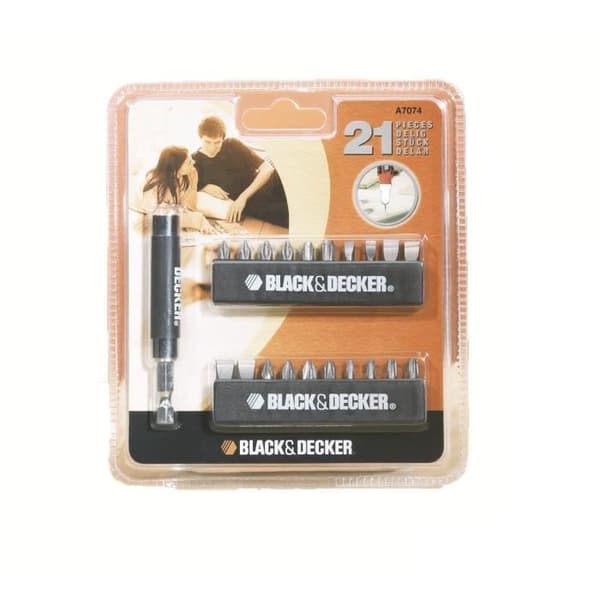 BLACK+DECKER skruvbox - 20 25mm bits - PH/PZ/PL/Tx - Magnetisk med styrning - Metall - Svart och orange