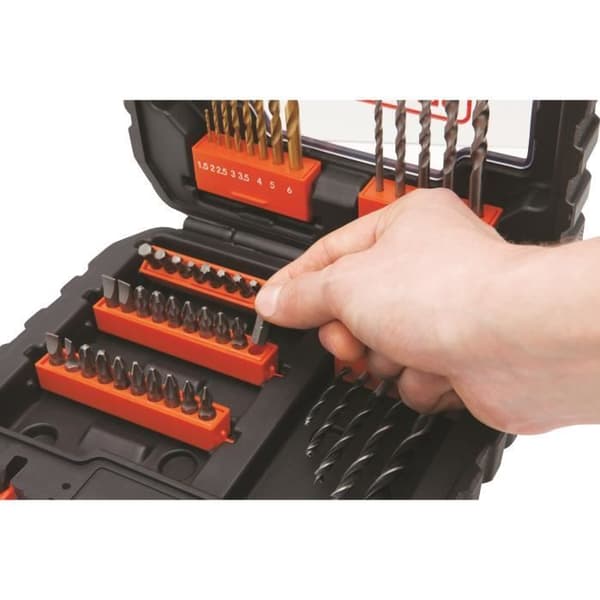 BLACK+DECKER Borr- och skruvlåda - A7232-XJ - 50 tillbehör - Borr, bits, försänkning