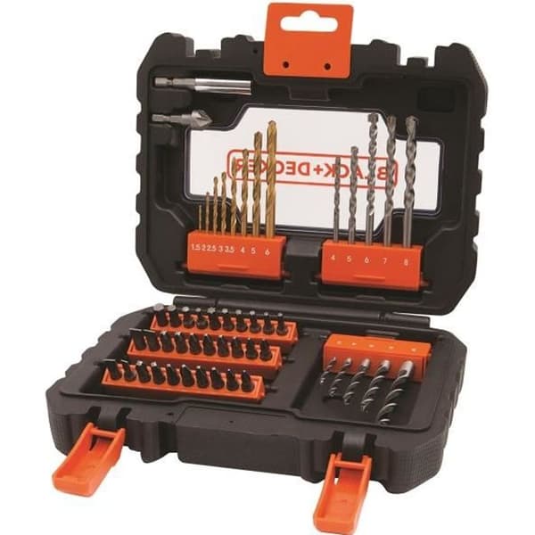 BLACK+DECKER Borr- och skruvlåda - A7232-XJ - 50 tillbehör - Borr, bits, försänkning