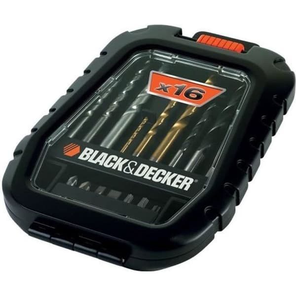 BLACK+DECKER borrset - A7186-XJ - 16 delar - Metall-, betong- och träborr - Skruvbits