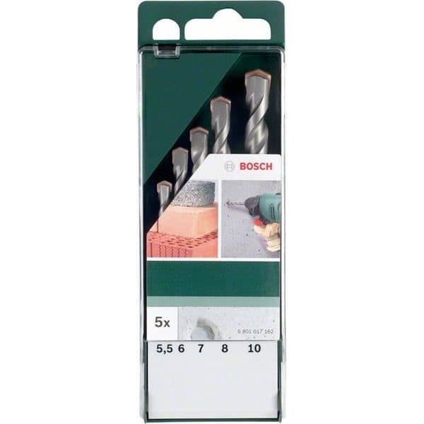 Set med 5 betongborrar - BOSCH - 5,0 x 85; 6,0x100; 6,0x100; 8,0 x 120; 10,0 x 120