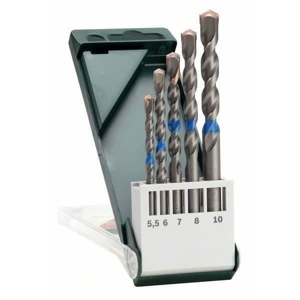 Set med 5 betongborrar - BOSCH - 5,0 x 85; 6,0x100; 6,0x100; 8,0 x 120; 10,0 x 120