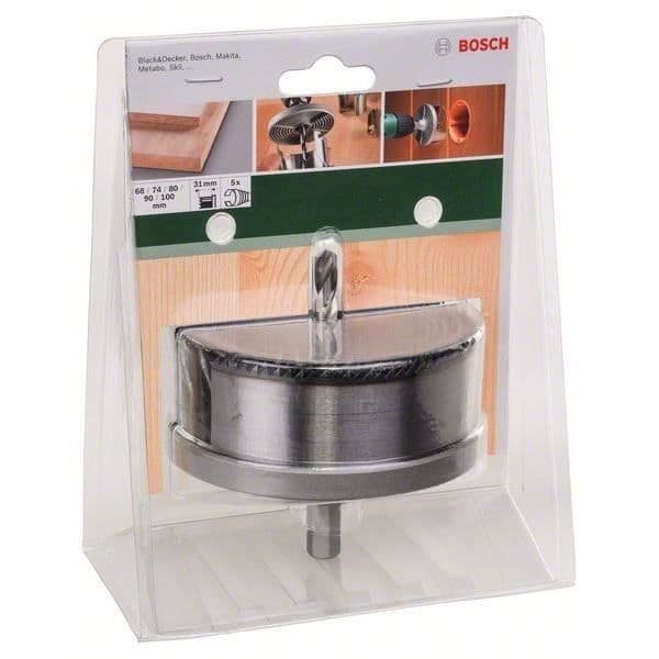 Hålsåg - BOSCH - Set med 5 sågar 68-100 mm - Gjuten aluminiumbas - För borrrör