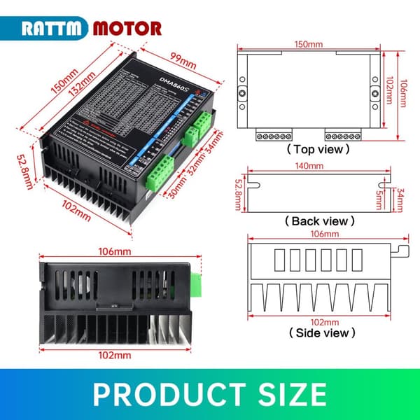 Stepper Motor Driver, 22A-82A Strømområde, 18-110V AC/18-160V DC Indgangsspænding