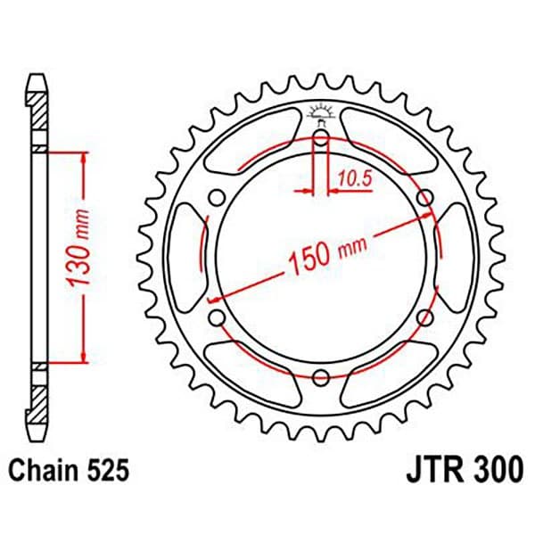 Jt Sprockets 525 Jtr300.48zbk Steel Bagtandhjul Sort 48t
