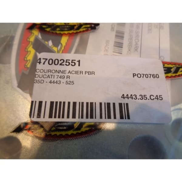 krontransmission pbr stål 35 tänder kedja 525 motorcykel ducati 749 999 4443.35.C45 bihr 47002551