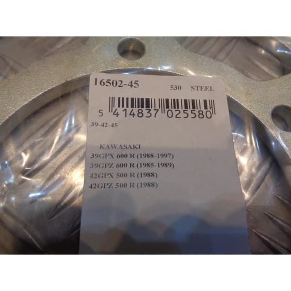 krontransmission motorcykel kawasaki gpx gpz 500 600 r afam stål 45 tänder en 530 16502-45 bihr 47000825