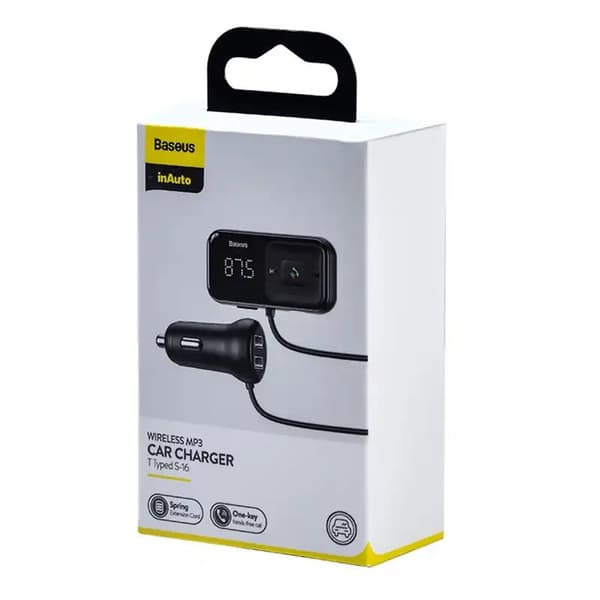 Bil Bluetooth MP3-spiller + Lader Baseus T Shaped S-16 Black OS