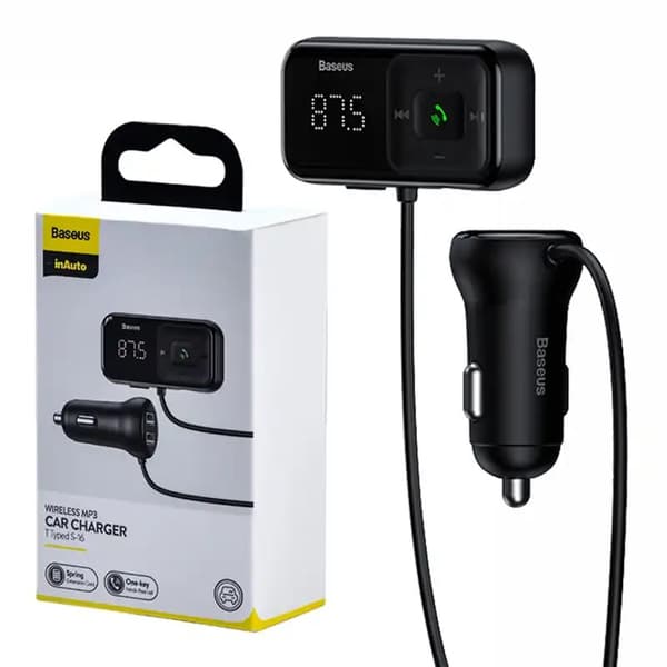 Bil Bluetooth MP3-spiller + Lader Baseus T Shaped S-16 Black OS