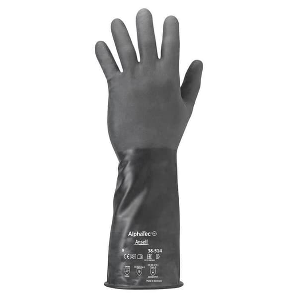 Ansell ChemTek 38-514 Butyl/Viton-handskar, kemikalie- och vätskeskydd, svart, storlek 9