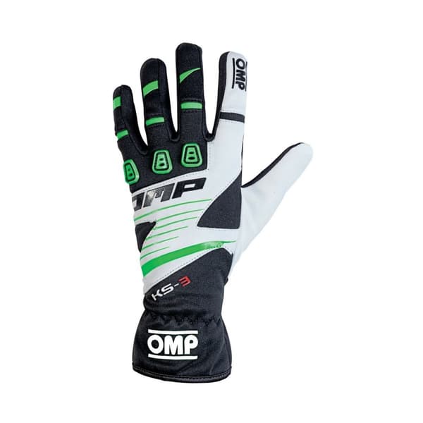 Karting Gloves OMP KS-3 MY2018 XXS kart Valkoinen Musta Vihreä
