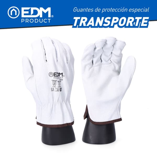 Arbejdshandsker EDM Hvid Koskind Transporter - 8