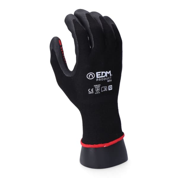 Arbejdshandsker EDM Sort Lycra Nitril Metal Industri - 8
