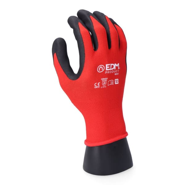 Arbejdshandsker EDM Rød Lycra Nitril Touchpad Industri - 7