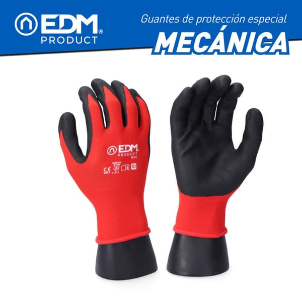Arbejdshandsker EDM Rød Lycra Nitril Touchpad Industri - 7