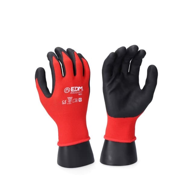 Arbejdshandsker EDM Rød Lycra Nitril Touchpad Industri - 7