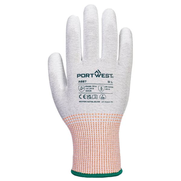 Portwest Unisex Adult A697 - LR13 PU Palm ESD Safety Gloves (Pack of 12)