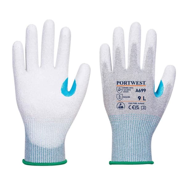 Portwest Unisex Adult A699 Cut Resistant Gloves (Pack of 12) Grey/White S