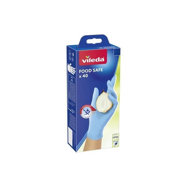 Livsmedelssäkerhetshandskar - VILEDA - 40 Enheter - 100% Nitril - S/M - Maximalt Skydd