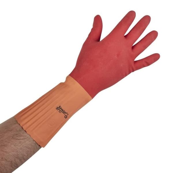 Gummihandskar för kemiskt skydd i latex